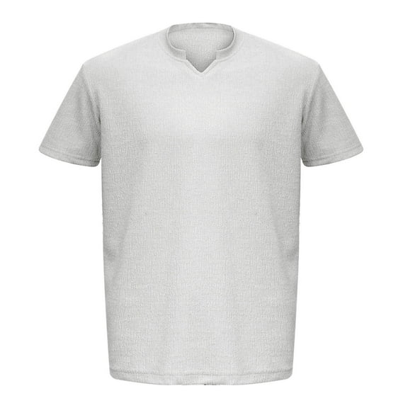 Qgtaibl Notch V Neck T-Shirt for Men Short Sleeve Workout Tee Solid Color Summer Casual Shirts Lightweight Everyday Tops White,XXXL