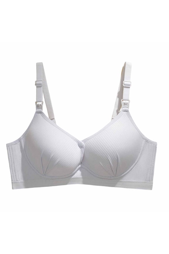 Nursing Bra for Women One Hand Easy Open Clips Maternity Breastfeeding Bras Wire Free Soft Gathered Cups Skin Friendly Underwear Light Blue 34