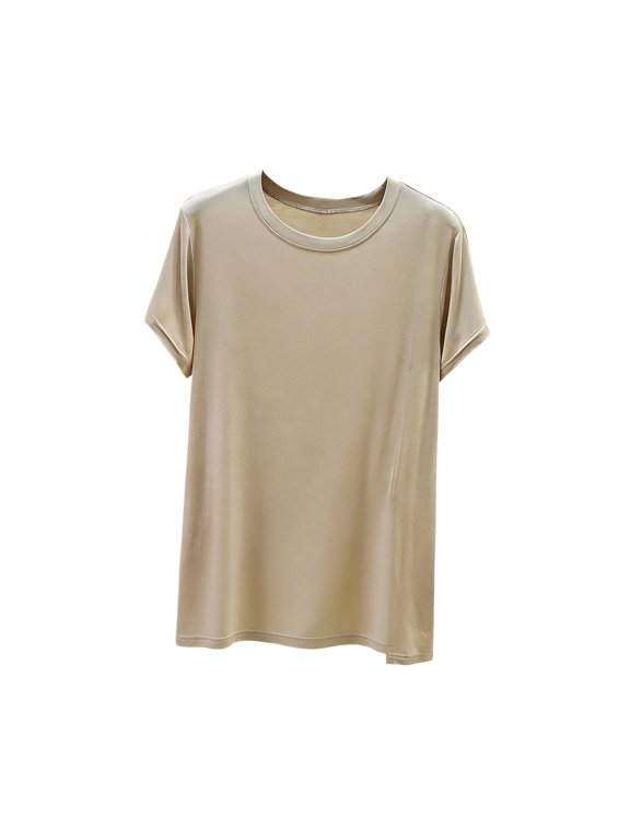 Plus Size Athletic Shirts for Women Casual Modal Short Sleeve Side Split Tops Summer Breathable Stretch Running Gym T-Shirts Beige XXL