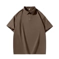 thumbnail image 1 of Qgtaibl Short Sleeve T Shirt for Men Turndown Collared Pullover Tee Solid Color Button Down Dressy T-Shirt Summer Everyday Shirt Tops Coffee,XXXL, 1 of 3