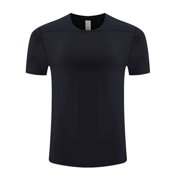 Qgtaibl Solid Color Men's Cooling Summer T-Shirts Short Sleeve Crew Neck T Shirt Quick Dry Moisture Wicking Running Training Tees Black,S