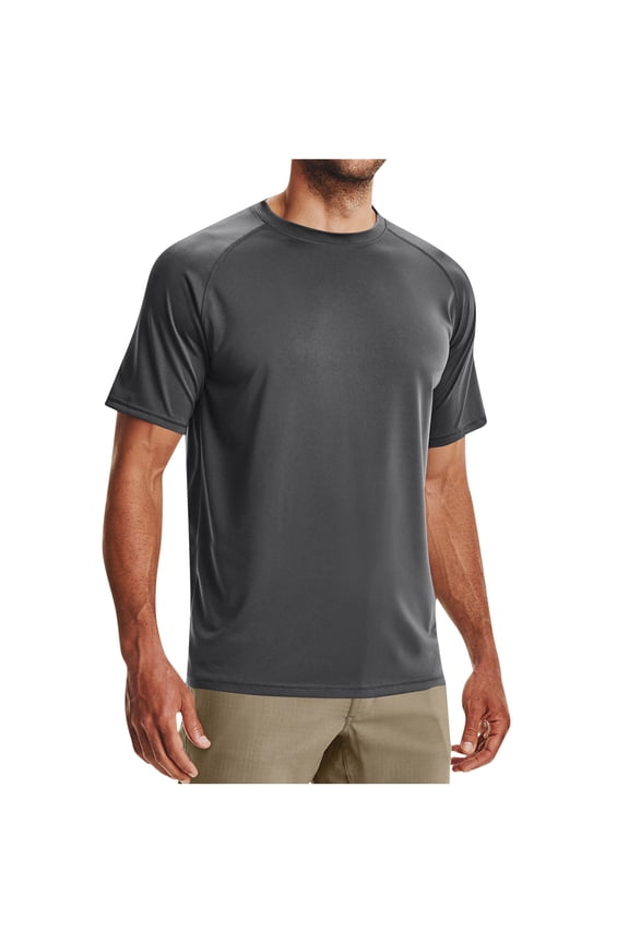 Summer Cooling Workout Shirts for Men Quick Dry Moisture Wicking Gym T-Shirt Solid Color Crewneck Short Sleeve Tee Tops Dark Gray,M