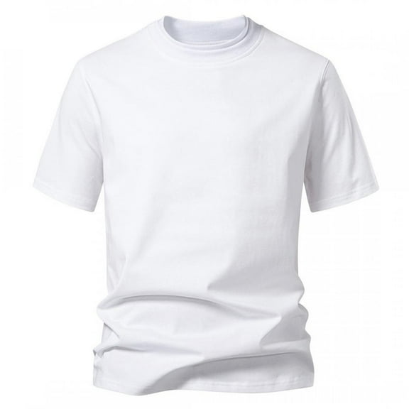 Qgtaibl Summer T-Shirt for Men Crew Neck Short Sleeve Tops Solid Color Basic Tee Casual Comfy Everyday Shirts White,M