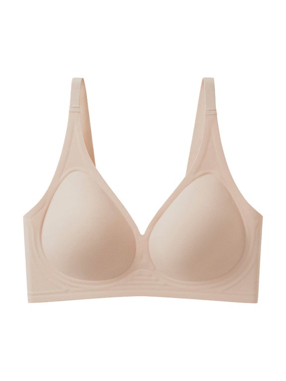 T Shirt Bras for Women Wire Free One Piece Seamless Deep V Tank Bra Adjustable Wide Straps Comfortable Everyday Support Bralette Khaki S