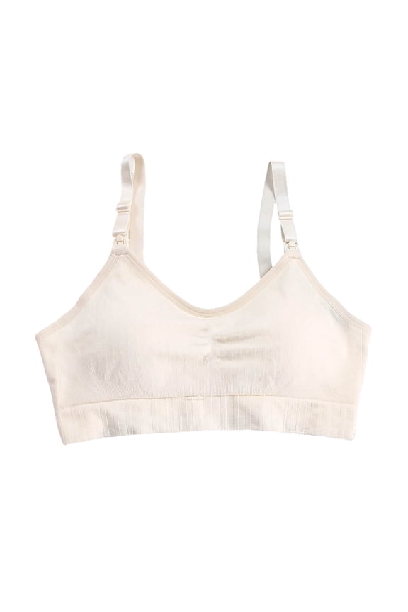No Underwire Nursing Bras for Women Ribbed Gathered Front Drop Clip Breastfeeding Sleep Underwear Stretch Wide Band Postpartum Daily Support Bralette Yellow M