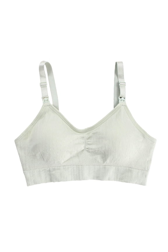 No Underwire Nursing Bras for Women Ribbed Gathered Front Drop Clip Breastfeeding Sleep Underwear Stretch Wide Band Postpartum Daily Support Bralette Mint Green M