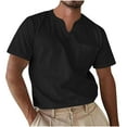 thumbnail image 1 of Qgtaibl V-Neck Shirt for Men Short Sleeve Work Tee Solid Color Basic Pullover Lightweight Summer Pocket T-Shirts Black,XXL, 1 of 5