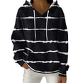 thumbnail image 1 of Qgtaibl Women Color Block Hoodies Drawstring V Neck Long Sleeve Tops with Pocket Sparkle Pattern Fashion Pullover Sweatshirts B_Black M, 1 of 4