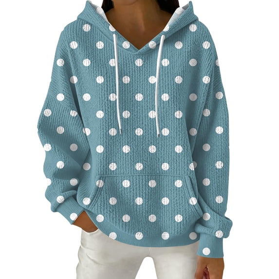 Qgtaibl Women Color Block Hoodies Drawstring V Neck Long Sleeve Tops with Pocket Sparkle Pattern Fashion Pullover Sweatshirts Light Blue L