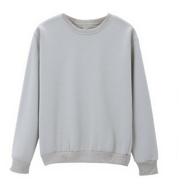 Qgtaibl Women Solid Color Sweatshirts Crew Neck Long Sleeve Ribbed Cuffs Pullover Tops Fall Fleece Thermal Shirts Basic Layer Outfits Gray S