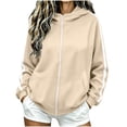 thumbnail image 1 of Qgtaibl Women's Full Zip Hooded Sweatshirt Side White Stripe Design Long Sleeve Jacket Thin Fleece Fall Athletic Hoodie Coat for Running Hiking Gym Khaki M, 1 of 9