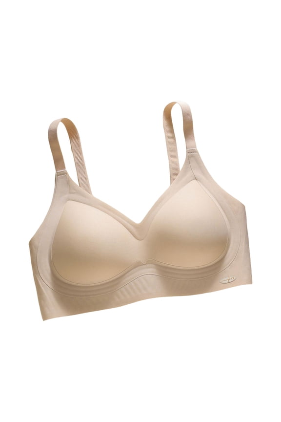 Women's Light Padded Wireless Bra Adjustable Straps Back Closure Smooth Seamless Jelly Bras Molded Cup Support Comfort Breathable Sleep Lingerie Beige XXL