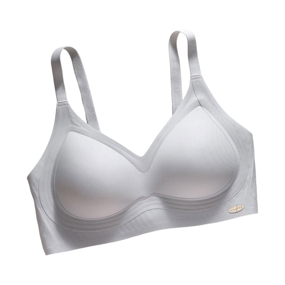 Qgtaibl Women's Light Padded Wireless Bra Adjustable Straps Back Closure Smooth Seamless Jelly Bras Molded Cup Support Comfort Breathable Sleep Lingerie Light Blue L