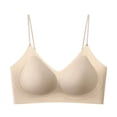 thumbnail image 1 of Qgtaibl Women's Low Back Seamless Bra No Underwire Shimmer Adjustable Thin Strap Daily Bras Invisible U-Back Comfort Pull On Underwear Beige XXL, 1 of 5