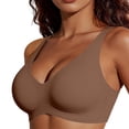 thumbnail image 1 of Qgtaibl Women's No Underwire Invisible Bra Adjustable Wide Straps Smooth Molded Cups Seamless Bras 2-Hook Back Closure Soft Daily Bralette Brown XL, 1 of 4