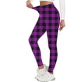 thumbnail image 1 of Qgtaibl Women's Plaid Leggings High Waisted Tummy Control Full Length Workout Yoga Pants Stretch Butt Lifting Casual Skinny Tights Purple XL, 1 of 7