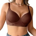 thumbnail image 1 of Qgtaibl Women's Smooth Full Coverage Underwire Bra Adjustable Comfort Wide Straps Shape Lifting Bras Seamless Molded Cups Side Support Invisible Everyday Lingerie Brown 90B, 1 of 9