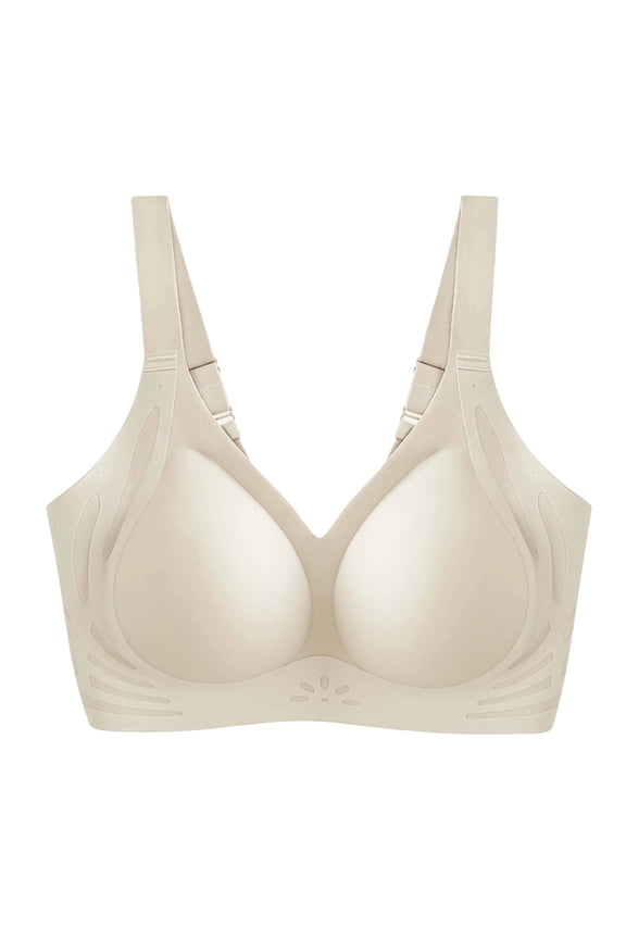 Women's Wireless Seamless Support Bra Adjustable Wide Straps Cut-out Breathable Smooth Shape Bras Molded Pads Everyday Comfort Bralette White XXL