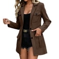 thumbnail image 1 of Qgtaibl Womens Button Down Jacket Long Sleeve Mid Length Work Trench Coat Casual Lightweight Office Outerwear with Pockets Brown M, 1 of 6