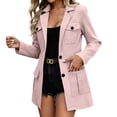 thumbnail image 1 of Qgtaibl Womens Button Down Jacket Long Sleeve Mid Length Work Trench Coat Casual Lightweight Office Outerwear with Pockets Pink L, 1 of 6