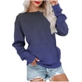 thumbnail image 1 of Qgtaibl Womens Crewneck Sweatshirts Fashion Gradient Color Drop Shoulder Long Sleeve Tops Casual Loose Fit Kangaroo Pocket Pullover Shirts for Fall Daily Wear Dark Blue XL, 1 of 6