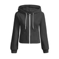 thumbnail image 1 of Qgtaibl Womens Cropped Hooded Jackets Full Zip Long Sleeve Fleece Sweatshirt Coat Lightweight Streetwear Outerwear Tops with Pockets Gray L, 1 of 7