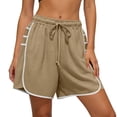 thumbnail image 1 of Qgtaibl Womens Drawstring Cotton Athletic Shorts Elastic High Waist Dolphin Shorts with Pockets Casual Loose Fit Lightweight Workout Shorts for Summer Running Training Gym Khaki S, 1 of 7