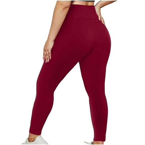 Qgtaibl Womens High Waist Leggings Soft Comfy Yoga Pants Slim Fit Stretchy Gym Workout Bottoms Casual Everyday Tights ( Red,XXXXL )