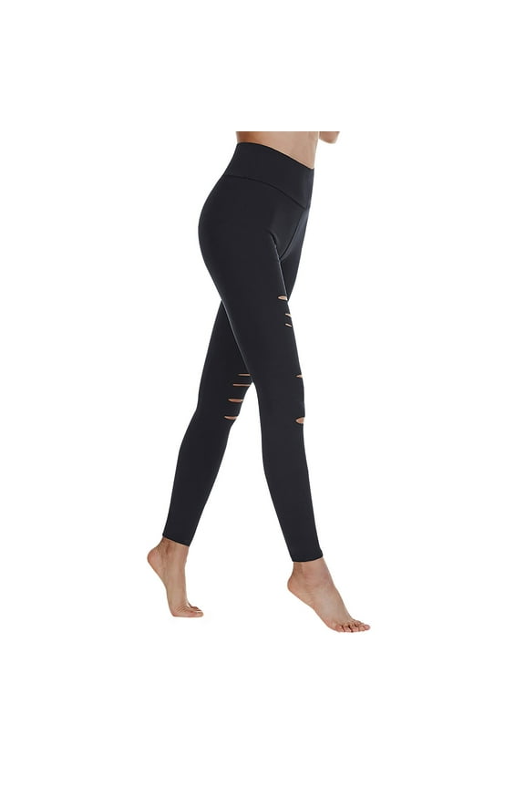 Womens High Waist Yoga Pants Cutout Ripped Workout Running Leggings Slim Fit Gym Pant ( Gray,XS )
