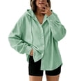 thumbnail image 1 of Qgtaibl Womens Long Sleeve Striped Shirts Oversized Button Down Drawstring Hoodies Lightweight Breathable Fall Tunic Tops Army Green XL, 1 of 5