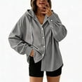 thumbnail image 1 of Qgtaibl Womens Long Sleeve Striped Shirts Oversized Button Down Drawstring Hoodies Lightweight Breathable Fall Tunic Tops Black M, 1 of 5