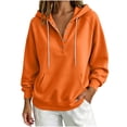 thumbnail image 1 of Qgtaibl Womens Oversized Sweatshirts Button V Neck Raglan Long Sleeve Casual Hoodies Drawstring Kangaroo Pocket Pullover Tops Orange XL, 1 of 7