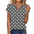 thumbnail image 1 of Qgtaibl Womens Polka Dots Print T-Shirt Summer Short Sleeve V-Neck Tee Lightweight Casual Loose Fit Pullover Tops for Daily Gray XL, 1 of 6