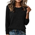 thumbnail image 1 of Qgtaibl Womens Ribbed Knit Long Sleeve Tops Crew Neck Soft Stretchy Lounge Blouse Loose Fit Basic Daily Pullover Shirts Black L, 1 of 7