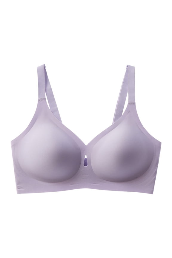 Womens Seamless Wireless Bra Keyhole V Neck Adjustable Straps Everyday Underwear Comfort Removable Pads Multi Hook Back Bralettes Purple M