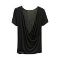 thumbnail image 1 of Qgtaibl Womens Solid Color Plus Size Wrap Tops Sexy Deep V Neck Modal T Shirt Summer Short Sleeve Loose Fit Lounge Blouse Black L, 1 of 6