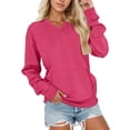 thumbnail image 1 of Qgtaibl Womens V Neck Long Sleeve Sweatshirts Solid Color Kangaroo Pocket Pullovers Fall Fleece Thermal Shirts Watermelon Red L, 1 of 5