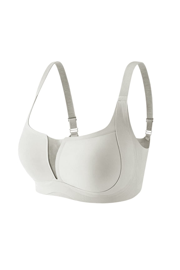 Womens Wireless Seamless Bra Breathable Mesh Pacthwork Full Cup Bralette Adjustable Straps High Support Comfort Everyday Bra with 4-Row Hooks Back Closure Gray M