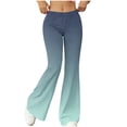 thumbnail image 1 of Qgtaibl Womens Workout Leggings Elastic High Waist Flared Trousers Trendy Gradient Color Y2K Yoga Pants Green S, 1 of 7