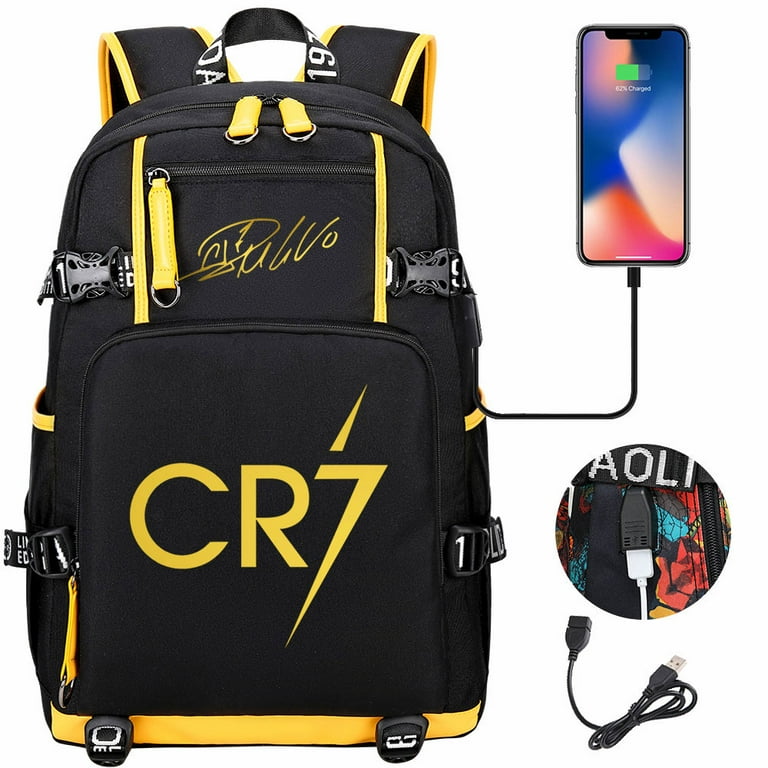 Qhelaa Children s Cartoon Pattern Cristiano Ronaldo School Backpack with USB Charging Port Walmart