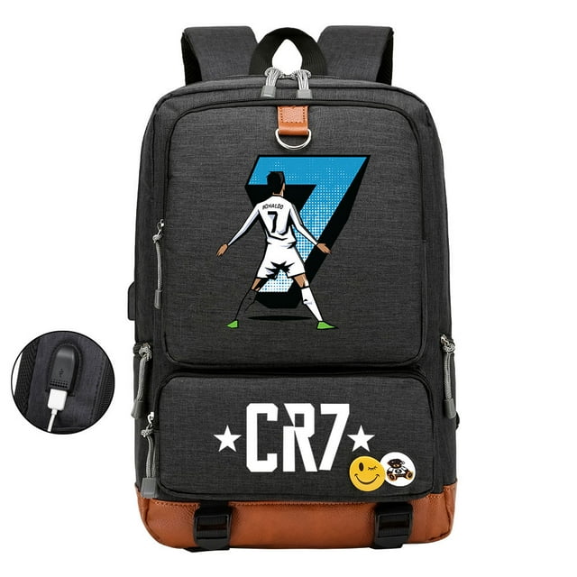 Qhelaa Cristiano Ronaldo Cartoon Pattern Backpack for Kids with USB ...