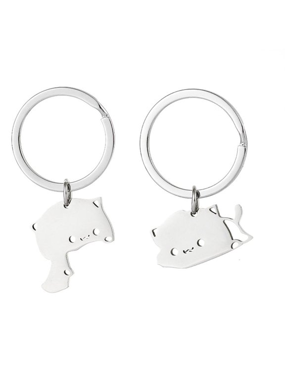 2x Cute Cartoon Keychain Lovely Cat Shape Key-Holder Fit Women Men Kids