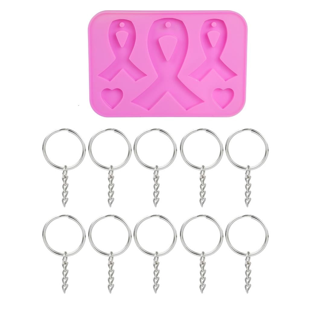 Qhmade AIDS Cancer Awareness Bow Keychains Resin Mold Silicone Pink ...