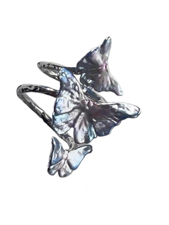 Color Shifting Butterfly Shaped Ring Trendy Adjustable Size Metal Accessory
