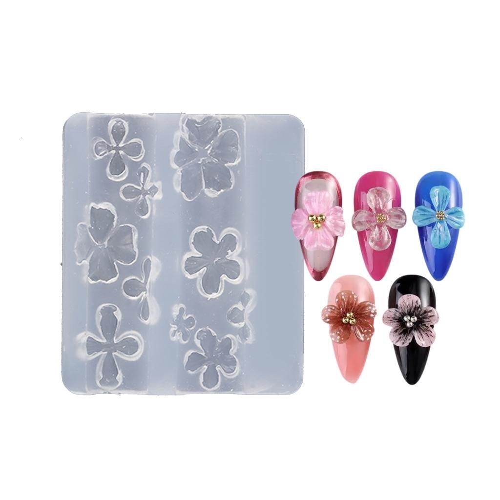 Qhmade Flower Nail Art Mold Silicone Stamping Kit Embossing Nail ...