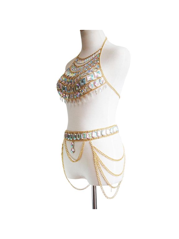 Harness Summer Bikini Water Drop Body Chain Summer Festival Jewelry Suit
