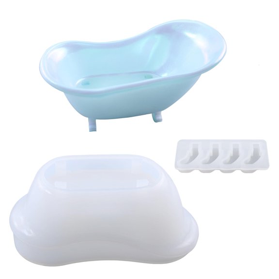 Qhmade Silicone Soap Dish Molds Bathtub Shape Soap Box Mold Resin Soap Tray Mold