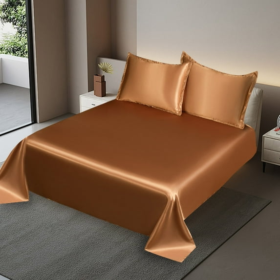 Qhnvtd Ice Silk Bed Sheet Set, Cooling and Breathable Summer Bedding, Soft Luxury 3-Piece Sheets with Pillowcases, Wrinkle-Resistant, Sweat-Wicking, Comfortable Night Sleep
