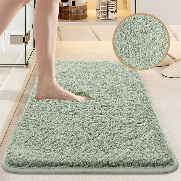 Qhnvtd Thick Plush Bathroom Mat, Absorbent Non Slip Floor Rug, Soft Velvet Foot Carpet for Shower, Toilet, Bedroom, Quick Dry Indoor Door Mat, Washable Durable Anti-Skid Bath Mat