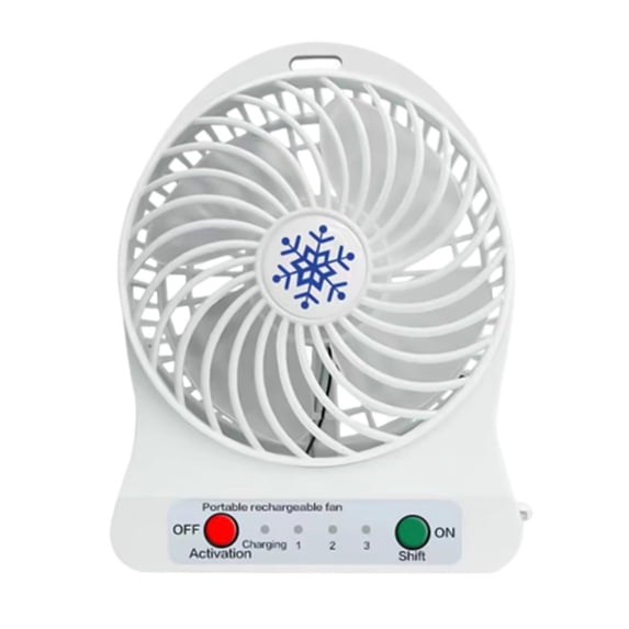 Qholemyo 1200mAh Rechargeable Mini Desk Fan Quiet Portable Cooling Fan With LED Light For Office Bedroom
